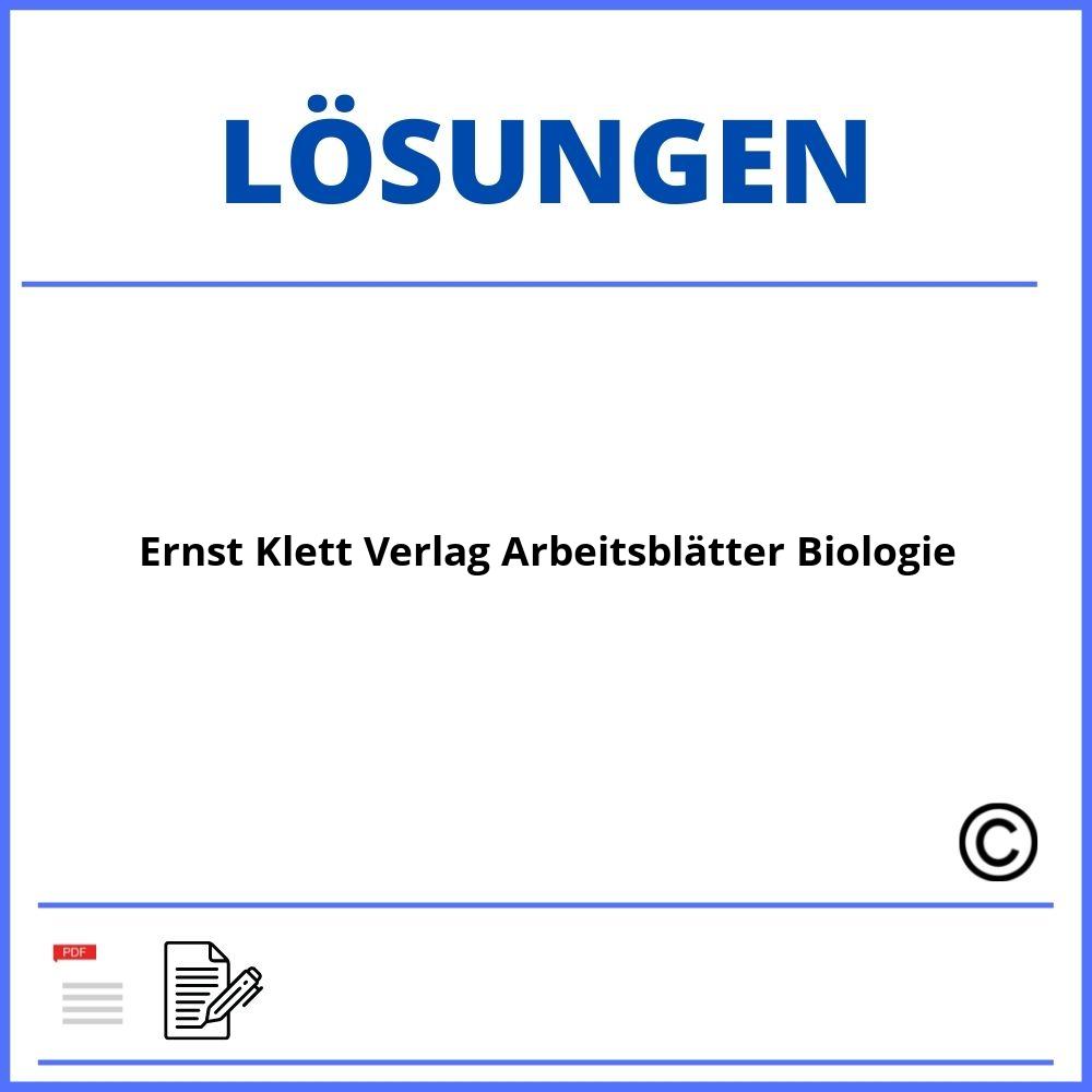 Ernst Klett Verlag Arbeitsblätter Biologie Lösungen Pdf