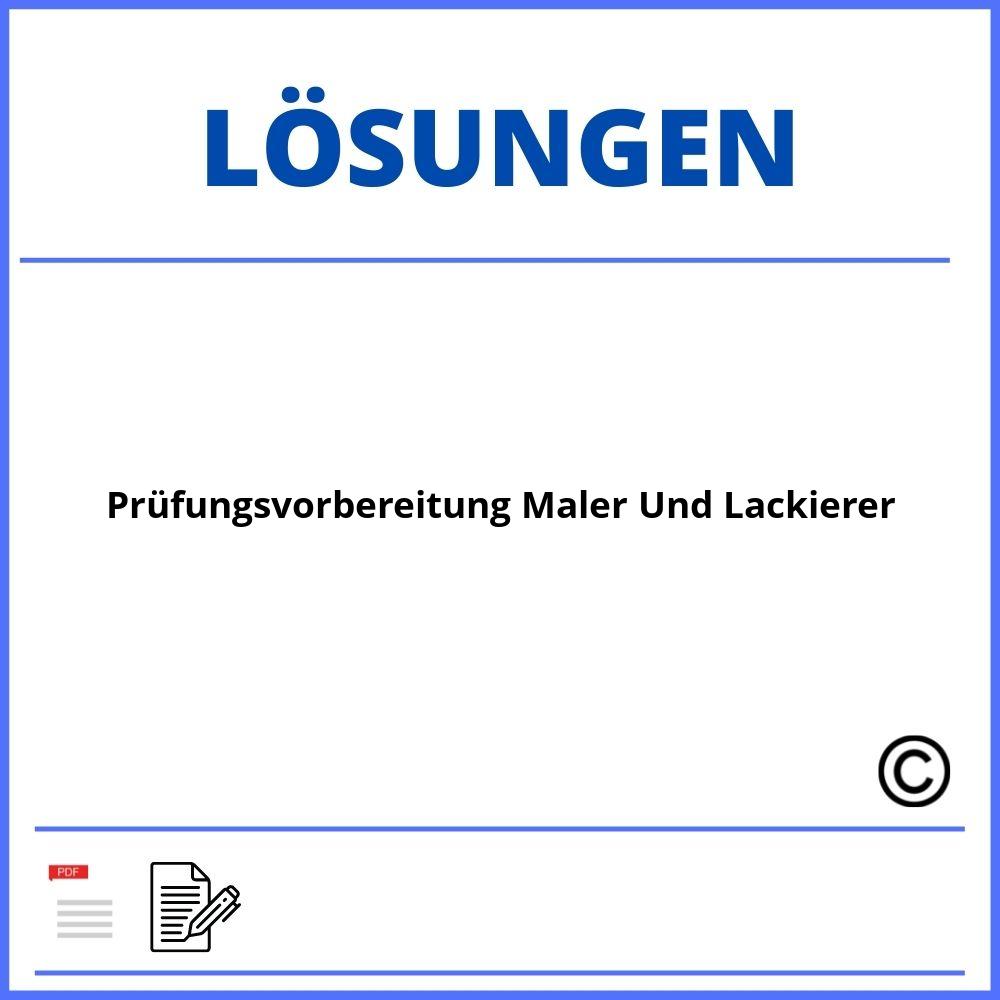 Prüfungsvorbereitung Maler Und Lackierer Lösungen