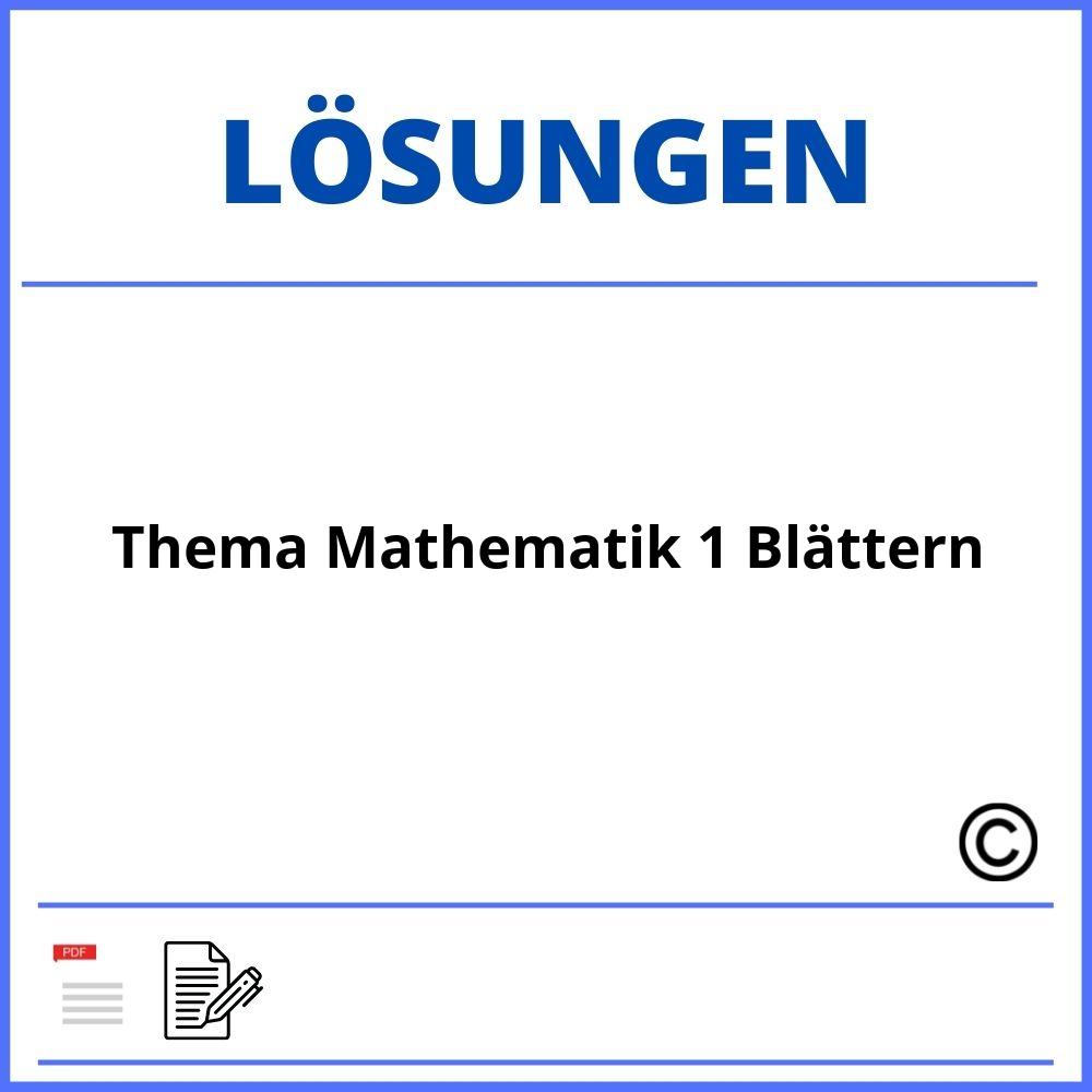 Thema Mathematik 1 Lösungen Online Blättern
